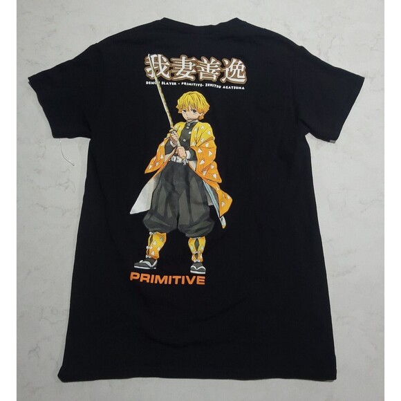 PRIMITIVE X Demon Slayer ZENITSU AGATSUMA Black Small Shirt Skateboard NWOT - Picture 2 of 9